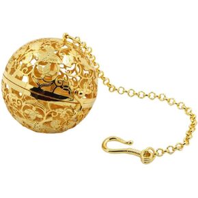 Vintage Cage Locket Pendants Brass Hollow Round Diffuser Cage Locket Aromatherapy Essential Oil Diffuser Charms for DIY Jewelry Making Craft Golden