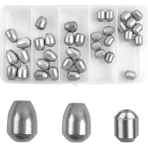 Fishing Weight Sinker Kit - 34pcs Bass Casting Sinker Weight Iron Fishing Weight Sinker Drop Water Sinkers for Saltwater Freshwater Fishing Terminal Tackle Kit