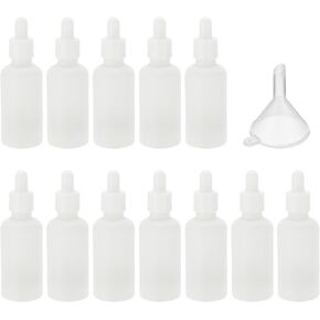 PATIKIL 60ml Glass Dropper Bottle, 12Pcs Leakproof Essential Oils Sample Liquid Perfume Container with Eye Dropper Funnel for Storage Home Travel, White