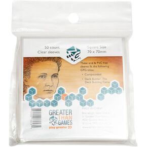 Greater Than Games Square Size Card Sleeves - 50 Clear Sleeves, 2.75'x2.75' (70x70mm), Accessory to Protect Your Cards, Greater Than Games