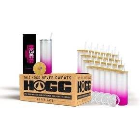 Hogg 20oz Sublimatable Matte Glass Duo Skinny Tumbler Case (25 Pack) DIY, Customizable, Add Logo, Vinyl, Alcohol Ink, or Glitter & Epoxy To Any Cup. Bulk/Wholesale Sublimation Tumblers