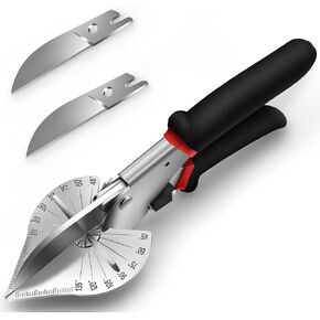 Multi Angle Miter Shears Miter Scissors For Soft Wood Plastic PVC Moulding Shoe Molding Angular Trim Cutter Tool, Adjustable at 45 To 135 Degree With Replacement Blades