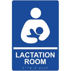 ComplianceSigns.com Lactation Room Sign, ADA-Compliant Braille and Raised Letters, 9x6 inch Blue Acrylic with Adhesive Mounting Strips