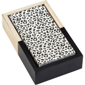 Mud Pie Blk Guest Napkin Holder Set, Towel 7 3/4" x 4" | Box 9" x 5 1/4"