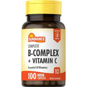 Sundance Complete B-Complex with Vitamin C | 100 Caplets | Essential Vitamin Formula | Vegetarian, Non-GMO, and Gluten Free Formula