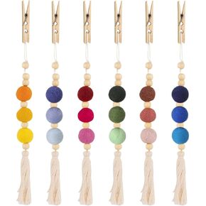 Framendino, 6 Pack Colorful Felt Ball Car Diffuser Car Tassel Diffuser Hanging Bead Aromatherapy Diffuser Car Charm Vent Clips Car Vent Diffuser for Car Decor