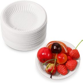 Irenare 50 Pack Small Paper Plates 4 Inch Disposable Paper Plates Heavy Duty Uncoated White Plate Round Dessert Plate Bulk Cake Appetizer Dinner Tableware for Holiday Wedding Graduation Party