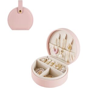 Travel Jewelry Case, Portable Mini Jewelry Travel Organizer, Detachable Handle, Waterproof PU Leather Travel Jewelry Organizer for Girls Women, Bridesmaid Gift, Birthday Gifts for Girls (pink)