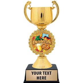 Crown Awards Personalized Oktoberfest Trophy, 7.25" Gold Cup Oktoberfest Trophies with Free Custom Engraving Prime