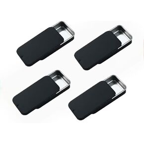 4 Pcs Black Metal Rectangular Empty Mini Tin Box,Mini Iron Box Tinplate Push Candy Pill Cases Bins Jar Food Containers for Home Organizer(60x34x11mm)