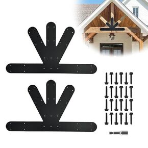 Gable Plate,Black Powder-Coated Truss Connector Bracket,6:12 Pitch,4 mm / 0.16" Steel Truss Nail Plates for Wooden Beam Fixed,Decorative Gable Plate with Bolts Support Shed Build - 2Pack…