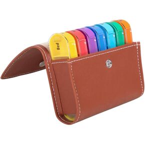 1pc Travel Medicine Kit Travel Pill Cases Pill Case for Travel Daily Pill Box Leather Pill Box Letter Printed Pill Box Bead Containers Medication Reminder Organizer Medicine Chest