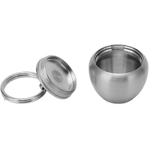 Keychain Pill Holder, Portable Stainless Steel Pill Case Pocket Daily Medicine Container Box Bottle Apple Shape Single Chamber Waterproof Organizer Tool for Travel Purse Outdoor Camping Hiking Working