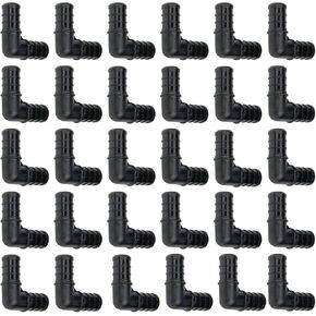 WHK 30 Pack 1/2" PEX Fittings,1/2" Inch Pex Elbow Fittings Pex Fittings Poly Plastic 90 Degree Elbow Barb Crimp Pex Fitting for PEX B Tubing Pipe(PPSU,Black)