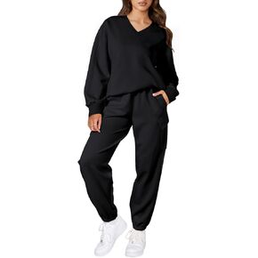 Aleumdr Women's 2 Piece Outfits Sweatsuit Set Pullover Sweatshirt with Cargo Sweatpants Tracksuit Fall Fashion 2024