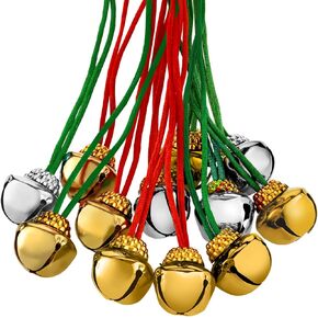 60 Pieces Christmas Bell Necklaces Christmas Holiday Necklaces for Christmas Supplies (Red and Green)