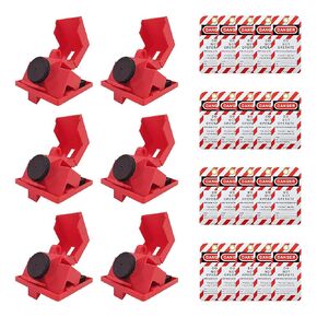 Circuit Breaker Lockout Device,6Pcs for 120/277 Clamp-on Electrical Single Pole Breaker for Loto Station Lock Out Tag Out Kit with 20pcs Safety Tag