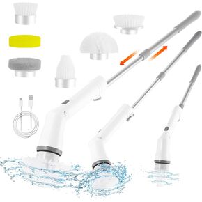 Electric Spin Scrubber, 2024 New Cordless Cleaning Brush,Shower Cleaning Brush with Replaceable Brush Heads,Power Scrubber 2 Adjustable Speeds,Adjustable & Detachable Long Handle,No Noise,Waterproof