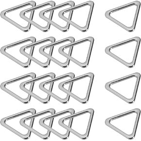 METALLIXITY Metal Triangle Ring Buckles (25x24x3mm) 20pcs, Webbing Bag Clasps - for Leather Purse Handbag Strap Bag Making Repairing, Matt Black