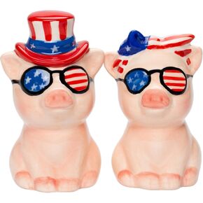 Cosmos Gifts 21083 Patriotic 4th of July Cute Pig Couple Salt and Pepper Shakers