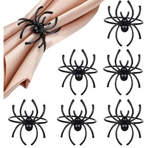 mdgfge Halloween Spider Napkin Rings Set of 6 Black Napkin Holder Rings for Halloween Family Party Home Kitchen Dining Room Table Novelty Decoration