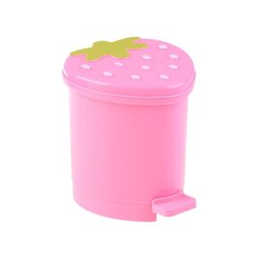 Leadigol Strawberry Desk Trash Can Mini Home Desktop Bin Kawaii Mini Trash Can for Desk Mini Garbage Can Pink Dustbin Garbage Container Reusable Cute Trash Can for Bedroom, Home, Car