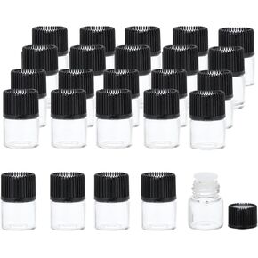 PATIKIL 4ml Essential Oil Bottles, 20 Pack Clear Glass Bottles with Orifice Reducer Sample Vial Screw Cap Storage Vials Container Style 1, White