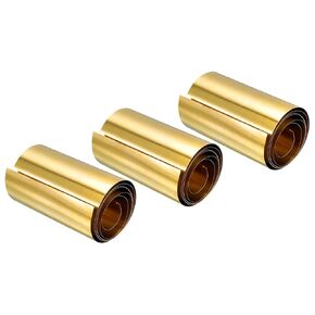 uxcell Brass Sheet Roll, 3Pcs 0.01x100x1000mm Brass Foil Roll Brass Strip Gold for Crafts, Electrical Repairs, Grounding