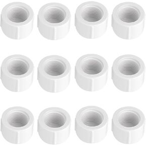 25Pack 1/2 Pvc Cap Female, Sch 40 PVC Pipe threaded Cap, PVC Pipe Fittings for Plumbing Water Line Pack of 25, White