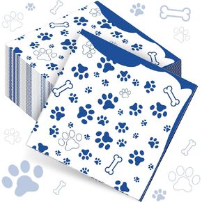100 Pieces Paw Print Napkins 2 Layers Paw Print Party Supplies Farm Animal Party Napkins for Animal Themed Birthday Party Western Party Baby Shower, 5 x 5 Inch