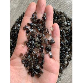 Indian Consigners Natural Crushed Polished Tumbled Gem Stone Chips, Decoration & Healing Crystals (Smokey Quartz)