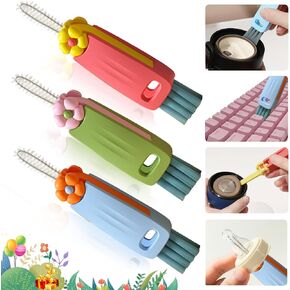 3 in 1 Water Bottle Cleaning Brush - Cup Lid Cleaning Brush, Multifunctional Portable Gap Crevice Cleaning Brush for Bottle Tight Spaces Cup and Sealed Food Storage containers with lids