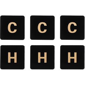 PATIKIL Self Stick C/H Water Label, 6 Pairs/12 Pack Acrylic Square Shape Hot/Cold Sticker Signs for Faucets Sinks, Black