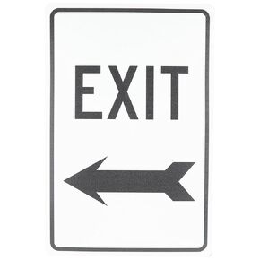 NMC TM79J Traffic Sign, Legend "EXIT" with Left Arrow, 12" Length x 18" Height, Engineer Grade Prismatic Reflective Aluminum 0.080, Black on White