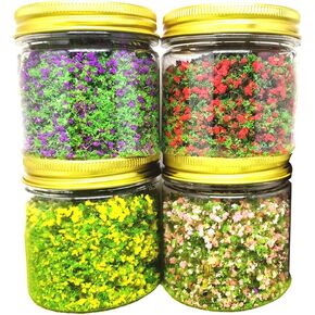 4 Pack Model Flower Grass Cashmere Powder Green Fake Flower Grass, Art Landscape, DIY Artificial Sand Table Micro Landscape Building