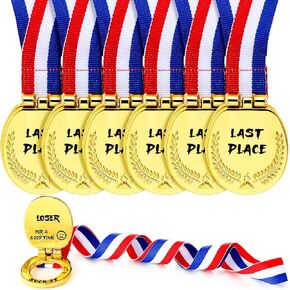 Misdary 6 Pcs Last Place Medal Toilet Seat Flip Cover Design Loser Award Funny 1.6 Inch Wide Toilet Medal with Webbing Last Place Trophy for Competitions Between Friends Game Rewards Funny Supplies