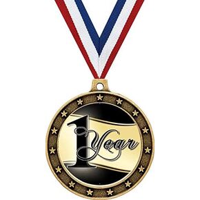 Gold 1 Year Corporate Medals - 2 1/2" Years of Service Award Medal Prime