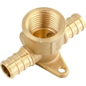 2-Pack EFIELD Pex Fittings 3/4" Pex x 3/4" Pex x 1/2" Female NPT Threaded Drop-ear Tee, Brass Crimp Fittings (Pack of 2)