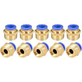 PC8-03 Push to Connect Fittings, 8mm Tube OD x 3/8" G Thread, Straight Pneumatic Quick Fitting Air Line Connector,One Touch Hose Connector,Pneumatic Air Straight Fitting 10Pcs