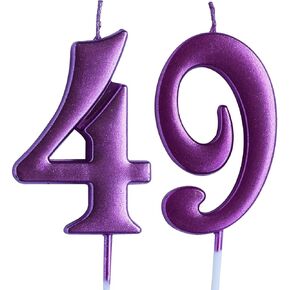 Pink 49th Birthday Candle, Number 49 Years Old Candles Cake Topper, Woman Party Decorations, Supplies