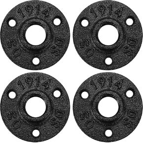 Antirust Black Painted 3/4" Floor Flange, Home TZH Malleable iron Pipe Fittings for Industrial vintage style, Flanges with Threaded Hole for DIY Project/Furniture/Shelving Decoration (20, 3/4")