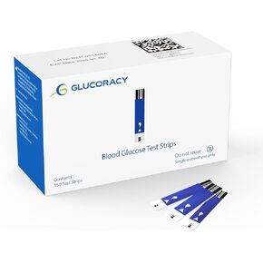 Glucoracy 300 Counts Blood Glucose Test Strips, Only Works with Glucoracy G-425-2 Blood Sugar Monitor, Self Diabetes Blood Glucose Home Monitoring, No Coding Required, 300 Pieces