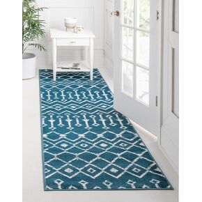 Unique Loom Moroccan Trellis Collection Area Rug - Mamounia (2' x 9' 10" Runner Orange/Ivory)