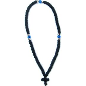 Handmade Blessed Christian Orthodox Komboskoini Prayer Rope 100 Knots Wool Pentant Black 1