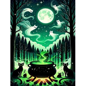 Halloween Diamond Painting Kits for Adults - 5D Diamond Art Kits for Adults Kids Beginner, DIY Full Drill Diamond Dots Paintings with Diamonds Gem Art and Crafts for Home Wall Decor - 13.8X21.7inch