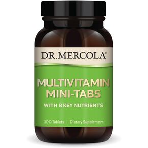 Dr. Mercola Multivitamin Mini-Tabs, 30 Servings (300 Tablets), with 8 Key Nutrients, Dietary Supplements, Supports Immune and Brain Health, Non-GMO