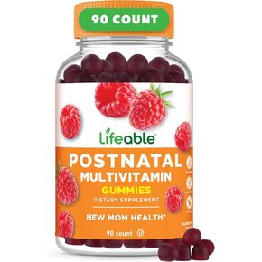 Lifeable Postnatal Multivitamin with Iron, Choline and Iodine | Great Tasting Postnatal Vitamins for Women Breastfeeding | Vegetarian Non-GMO Lactation Supplement | 90 Gummies