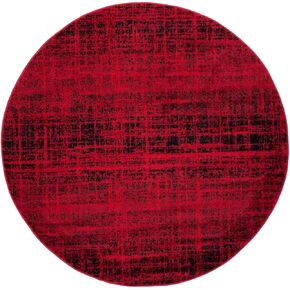 SAFAVIEH Adirondack Collection Area Rug - 4' Round, Red & Black, Modern Abstract Design, Non-Shedding & Easy Care, Ideal for High Traffic Areas in Living Room, Bedroom (ADR116F)