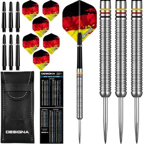 Dartfellas 24g 90% Tungsten Germany German Flag Patriot X Steel Tip Dart Set, Flights & Shafts Included (2 Sets Each), w/Travel Case, 24 Grams
