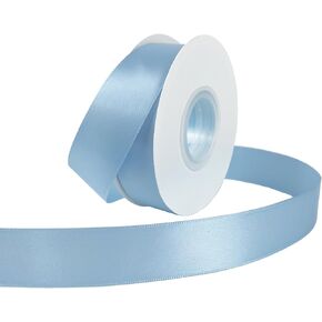 Blue Satin Ribbon 1 Inch x 50 Yards Solid Color Fabric Ribbon Light Blue Single Face Satin Ribbon for Gift Wrapping DIY Crafts Hair Bows Sewing Projects Wreath Wedding Party Decoration